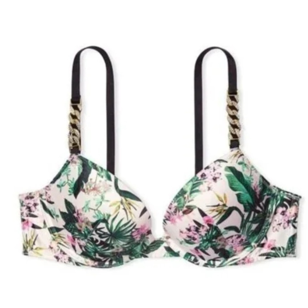 NEW Victoria’s Secret very sexy push-up chain strap tropical floral 10278